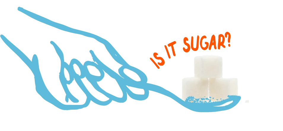 OLILO Sweet Fiber Syrup bottle next to sugar — is it sugar?